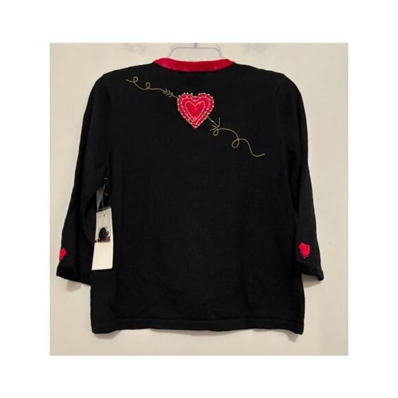 Vintage Jack B. Quick Sweater Cardigan Valentines Hearts Dead Stock Medium NWT - Picture 2 of 9